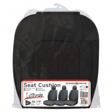 Housse de siège PVC VITTORIA de la marque SWISS DRIVE. Epaisseur 5mm. Couleur : Noir avec surpiqures rouges. 1pc.
