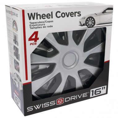 Swiss Drive Qui Apporteront Une Touche Plus Personnelle À Votre Véhicule JEU D'ENJOLIVEURS 16" WASHINGTON SILVER/BLACK