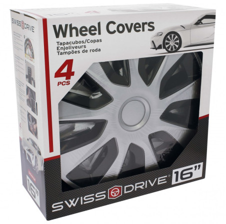 Swiss Drive Qui Apporteront Une Touche Plus Personnelle À Votre Véhicule JEU D'ENJOLIVEURS 16" WASHINGTON SILVER/BLACK