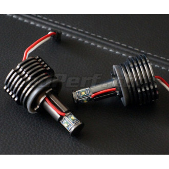 Pack angel eyes à leds Type H8 (360°) pour BMW E70, E71, E87, E82, E92, E93, E60, E61, E90, E91. culot H8, 6000K, anti-erreur/Ca 2
