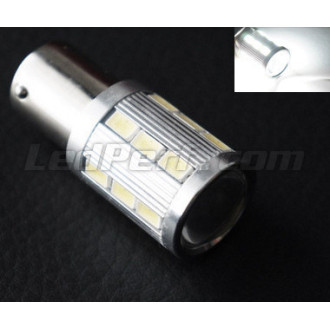 Ampoule P21/5W Magnifier à 21 leds SG Haute puissance + Loupe blanches Culot BAY15D. culot P21/5W, anti-erreur/Canbus.