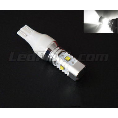 Ampoule T15 CREE à 5 leds Haute puissance + Loupe blanches Culot W16W.