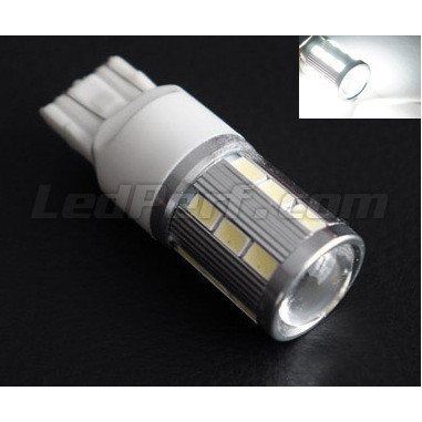 Ampoule W21/5W Magnifier à 21 leds SG Haute puissance + Loupe blanches Culot T20. culot T20, 5W.