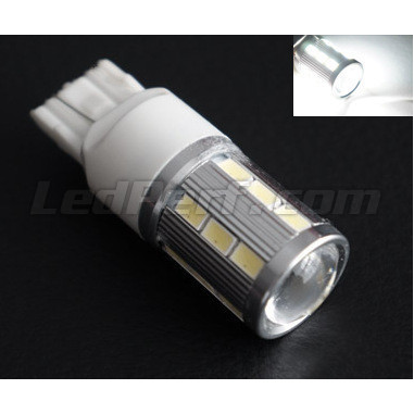 Ampoule W21W Magnifier à 21 leds SG Haute puissance + Loupe blanches Culot T20. culot T20, 5W.